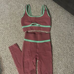Fabletics Pink and Green SculptKnit Activewear